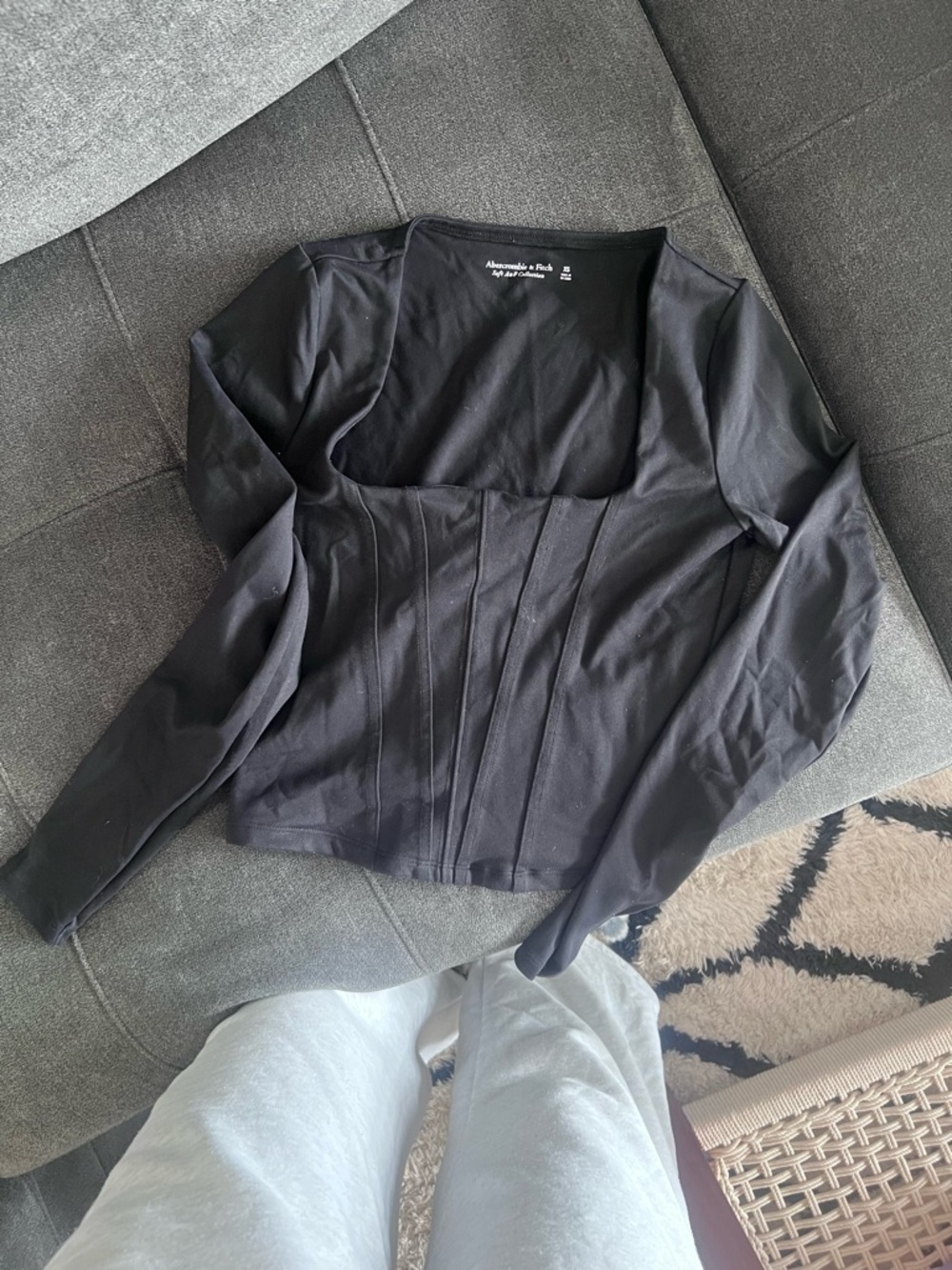 Abercrombie & Fitch Black Fitted Square Neck Top